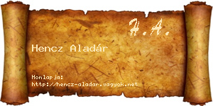 Hencz Aladár névjegykártya